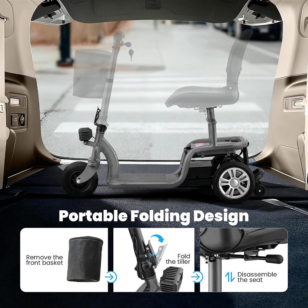3-wheel scooter folds to fit in a car trunk