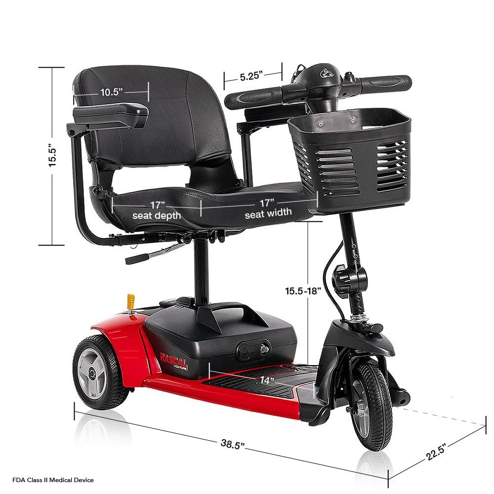 3-Wheel Standard scooter dimensions and seat measurements