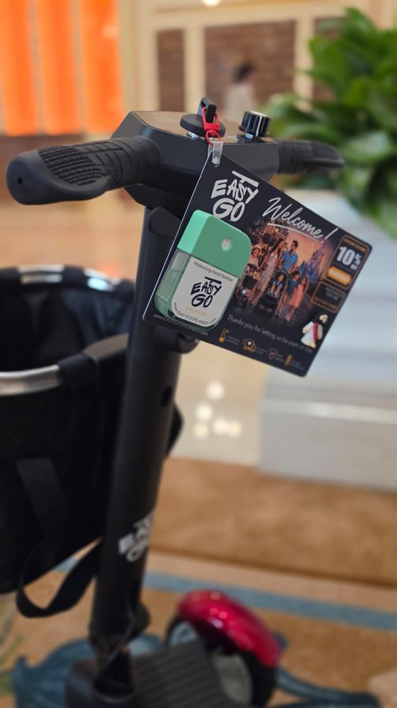 Easy Go Orlando mobility scooter at an Orlando resort lounge