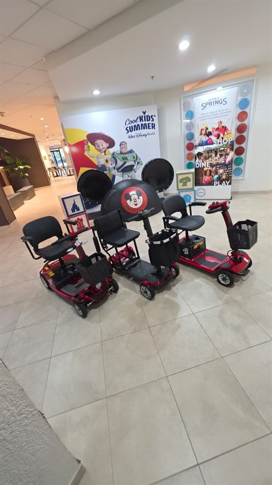 Easy Go Orlando mobility scooter in a luxury Orlando resort lobby
