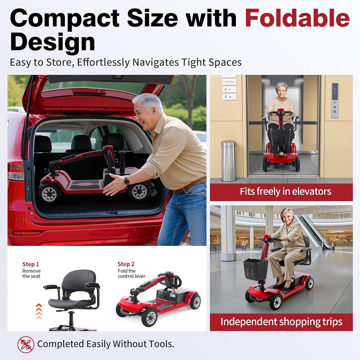 Heavy-Duty scooter folded for the car trunk