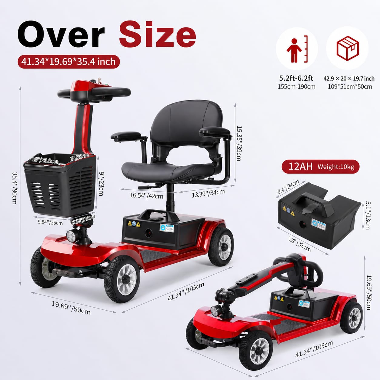 Heavy-Duty scooter dimensions and specifications