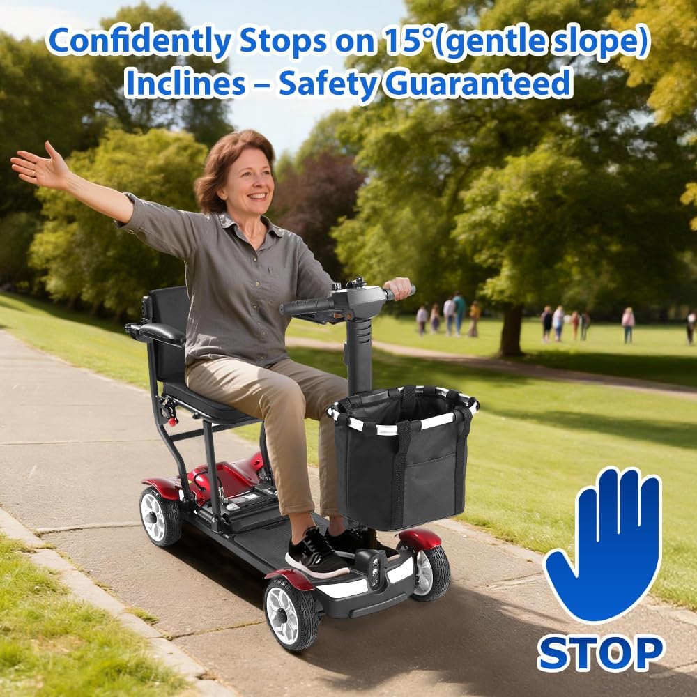 Mobility scooter climbing a ramp incline