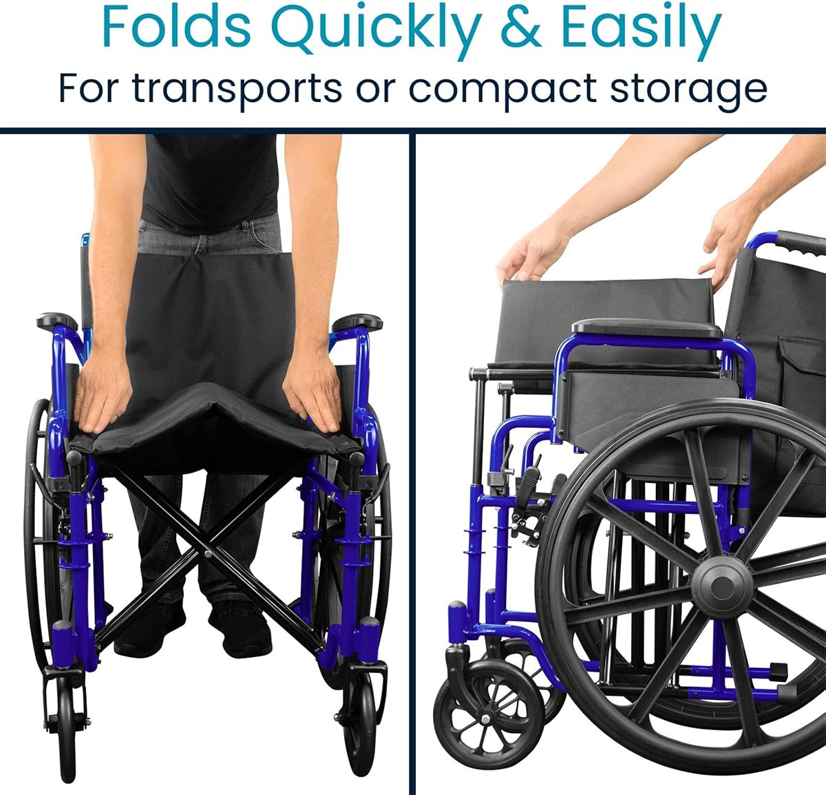 Manual wheelchair seen from the side, seat and footrests